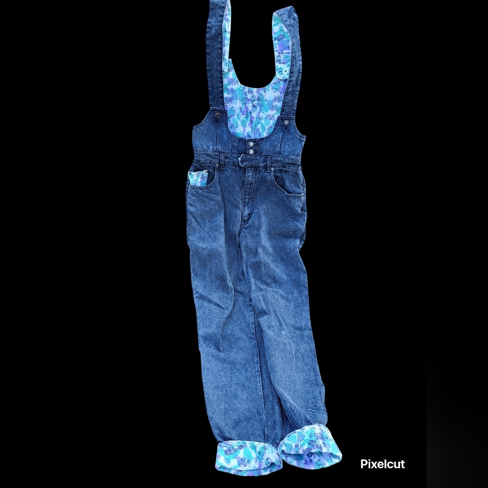Floral Accent Women's Denim Overalls